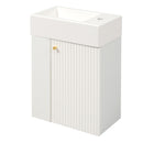 Floating Bathroom Vanity With Resin Basin, Left Side Storage - White