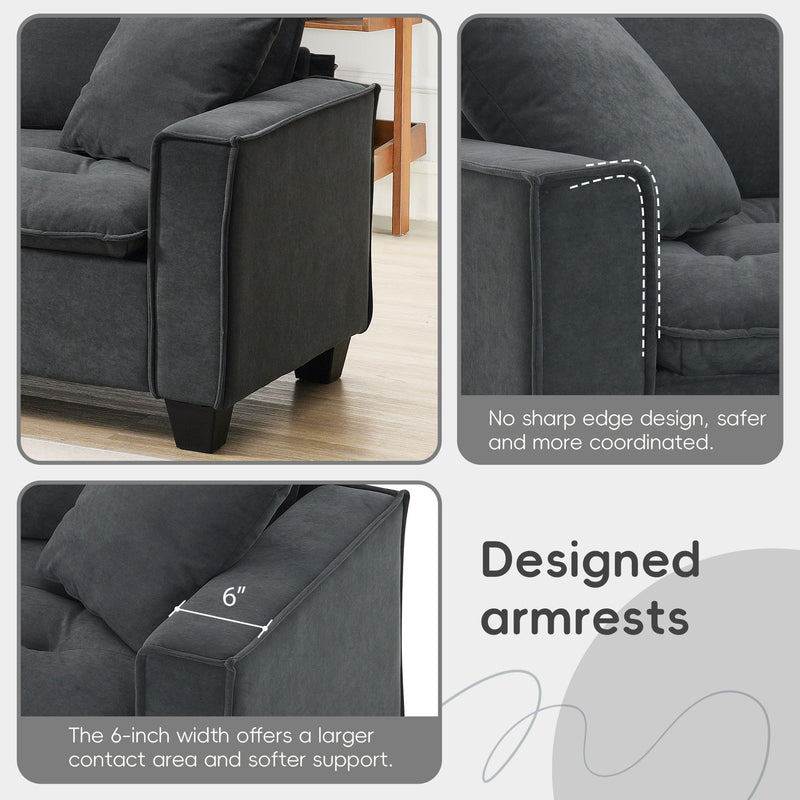 Modern Convertible Sectional L Shaped Reversible Couch Set With Free Pillows 4 Seat Suede Sleeper Sofa With Ottoman