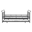 Twin Size Metal Daybed with Curved Handle Design and Twin Size Trundle, Black