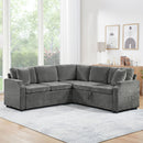 Modern L Shaped Sectional Sofa Bed With Hidden Storage Chenille Upholstery