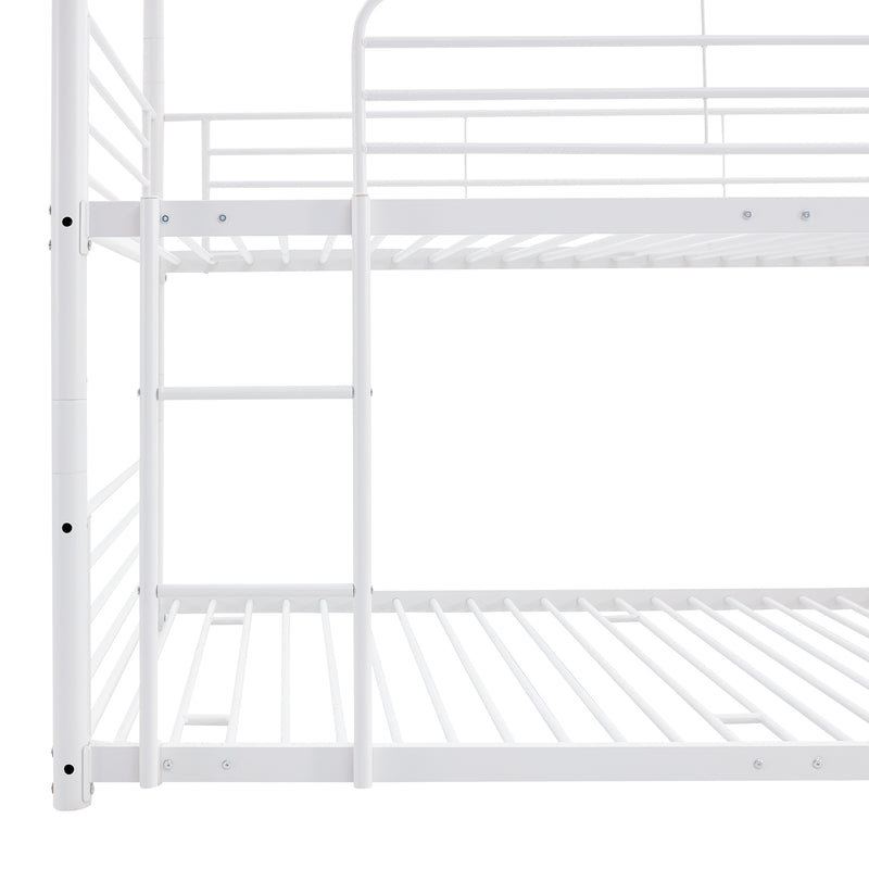 Full-Full-Full Metal  Triple Bed  with Built-in Ladder, Divided into Three Separate Beds,White(OLD SKU:LP000297AAK)
