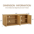 Contemporary Wave Shaped TV Stand With Rattan Doors