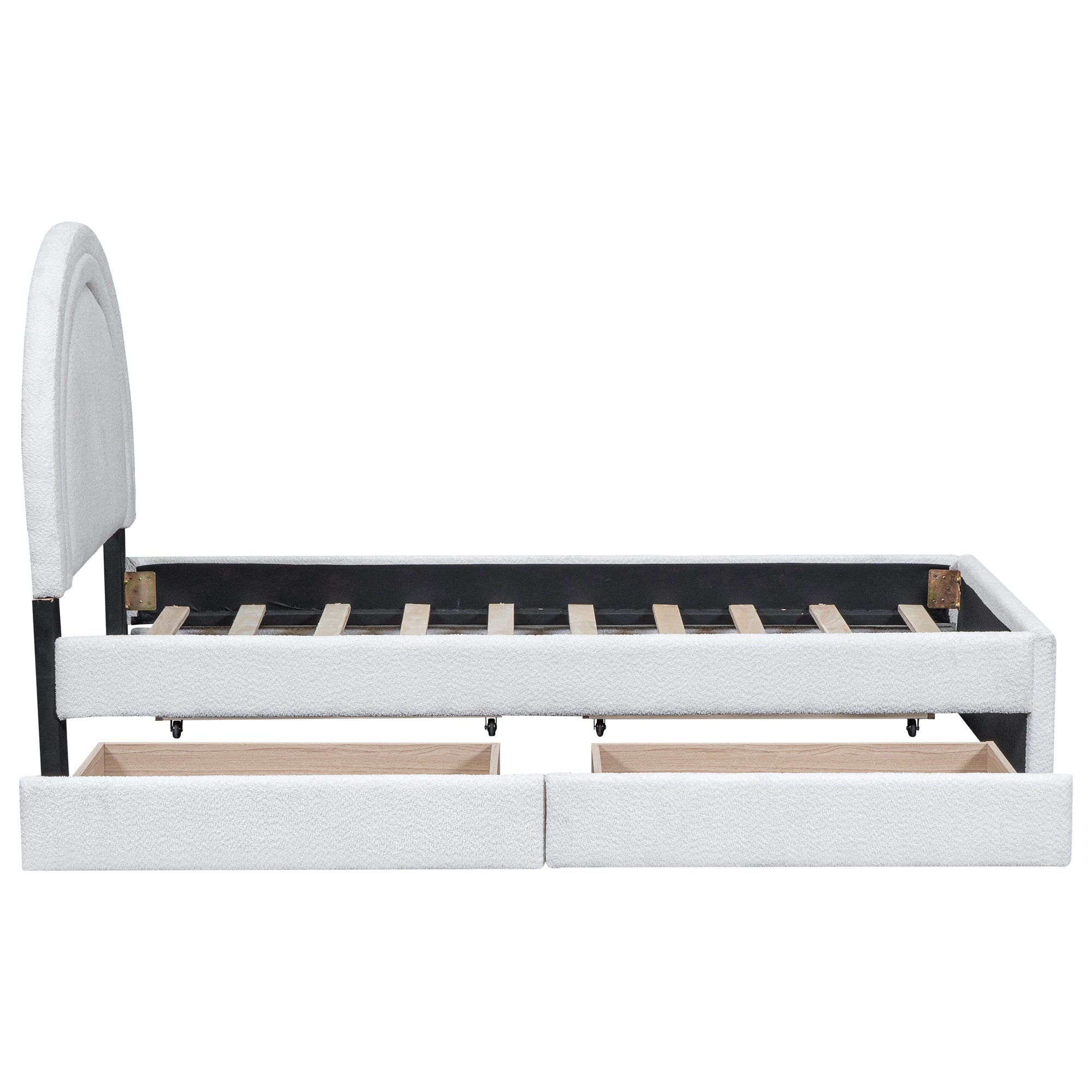 Teddy Upholstered Platform Bed With Four drawers, Twin, White - Atlantic Fine Furniture Melbourne FL