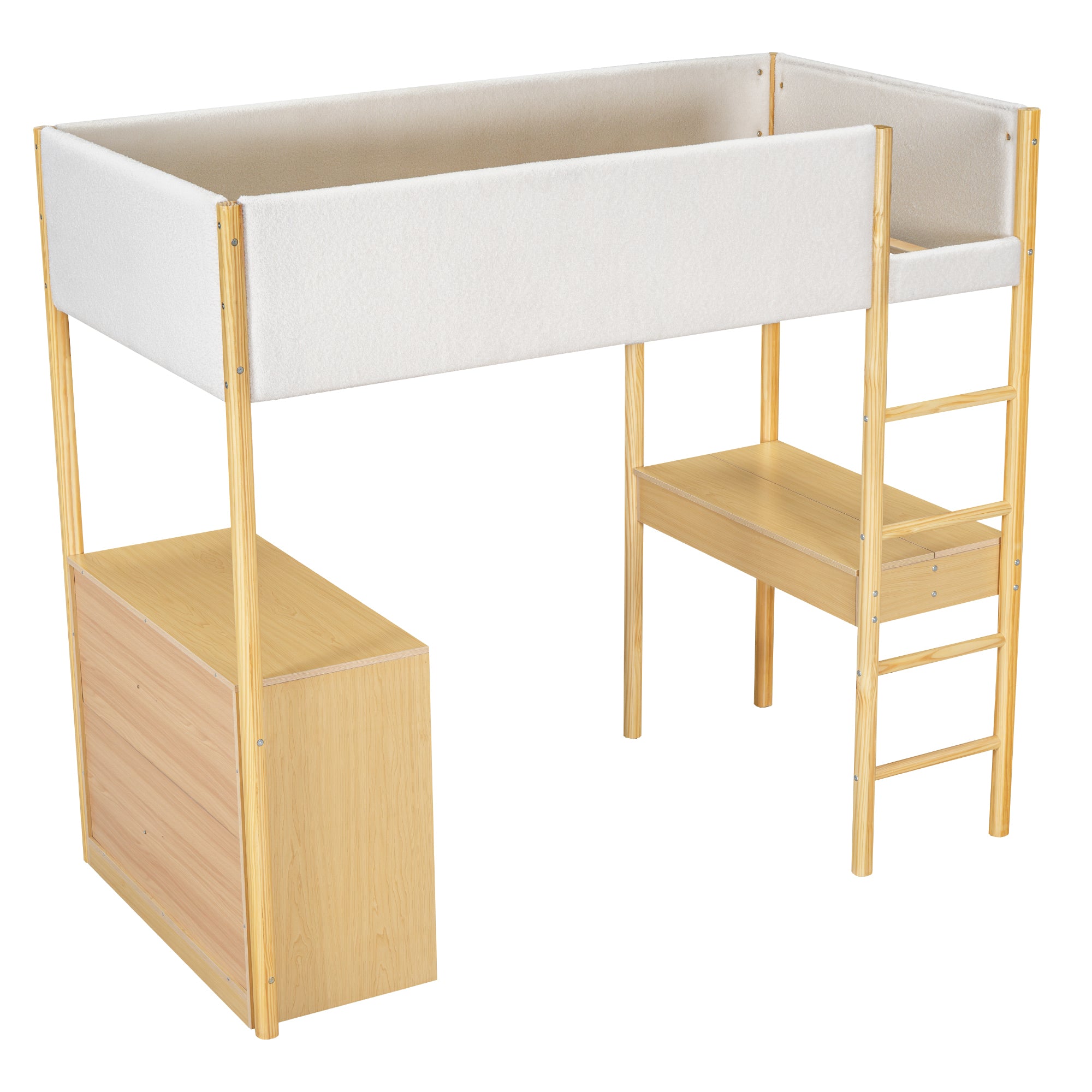 Twin Size Teddy FleeceLoft Bed Wood Bed, Natural - Atlantic Fine Furniture Melbourne FL
