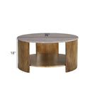 Keegan - Round Coffee Table With Shelf - Oak