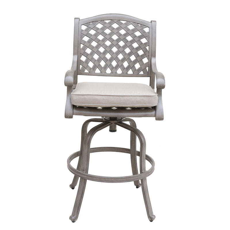 Cast Aluminum Bar Stool With Cushion (Set of 2) - Gray