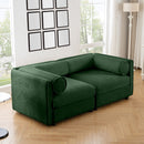 Stylish Chenille Sofa With Storage Seat And Cylindrical Backrest