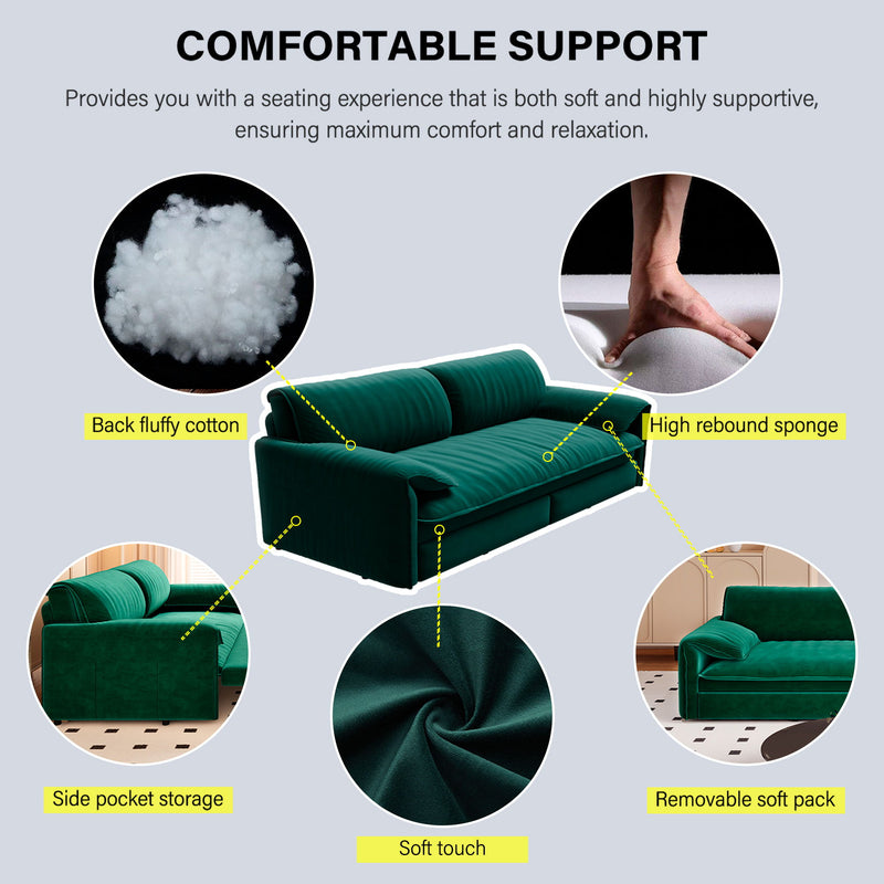 Queen Pull Out Sofa Bed, 3 In 1 Convertible Sleeper Sofa With Side Storage For Living Room - Green
