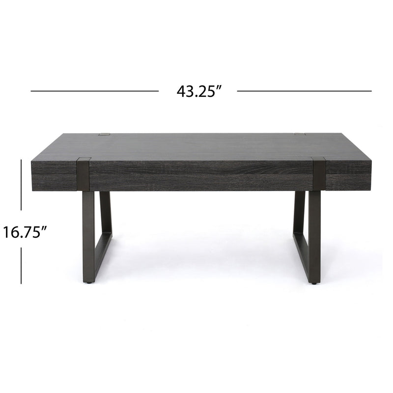 Abitha - Coffee Table With Industrial Powder Coated Metal Legs