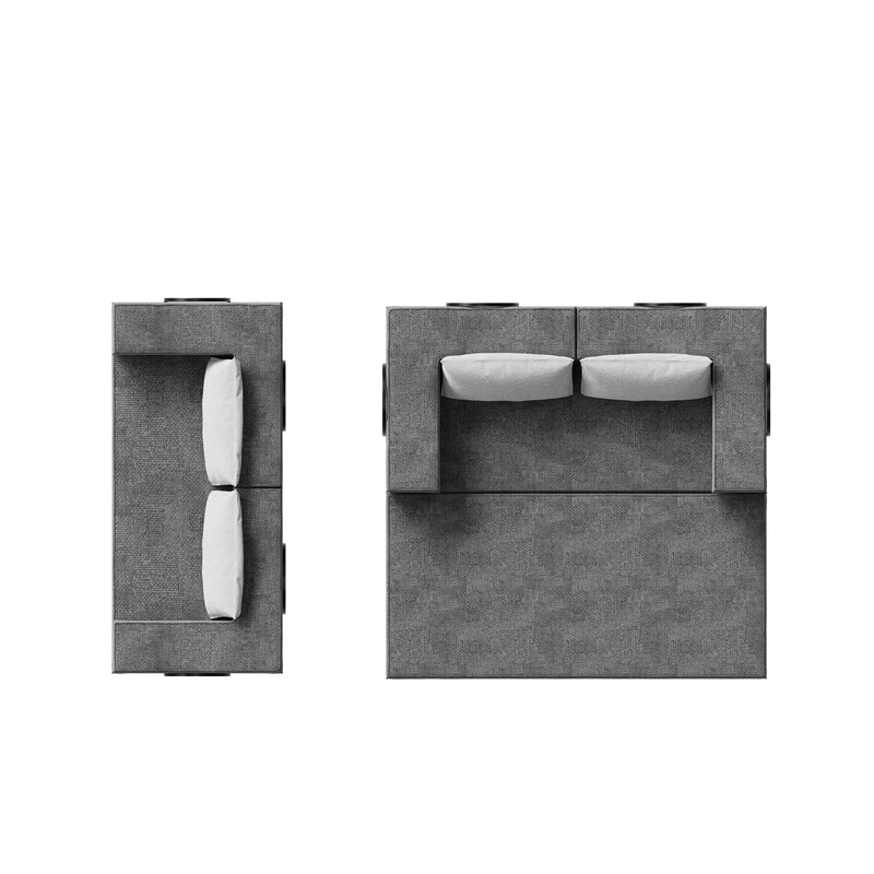 Convertible Couch Bed With 2 Pillows, 3 Seat Folding Floor Couch & King Size Bed Mattress, Diy Combination - Gray
