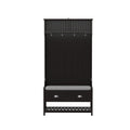 Modern 3 In 1 Hallway Hall Tree With Storage Drawers, Coat Rack, Shoe Rack Bench And Cushion