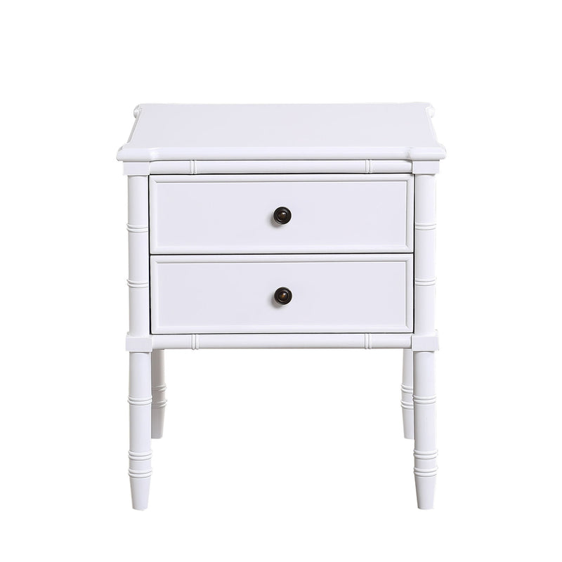 Emmett - 2 Drawer Nightstand With Carved Legs - White