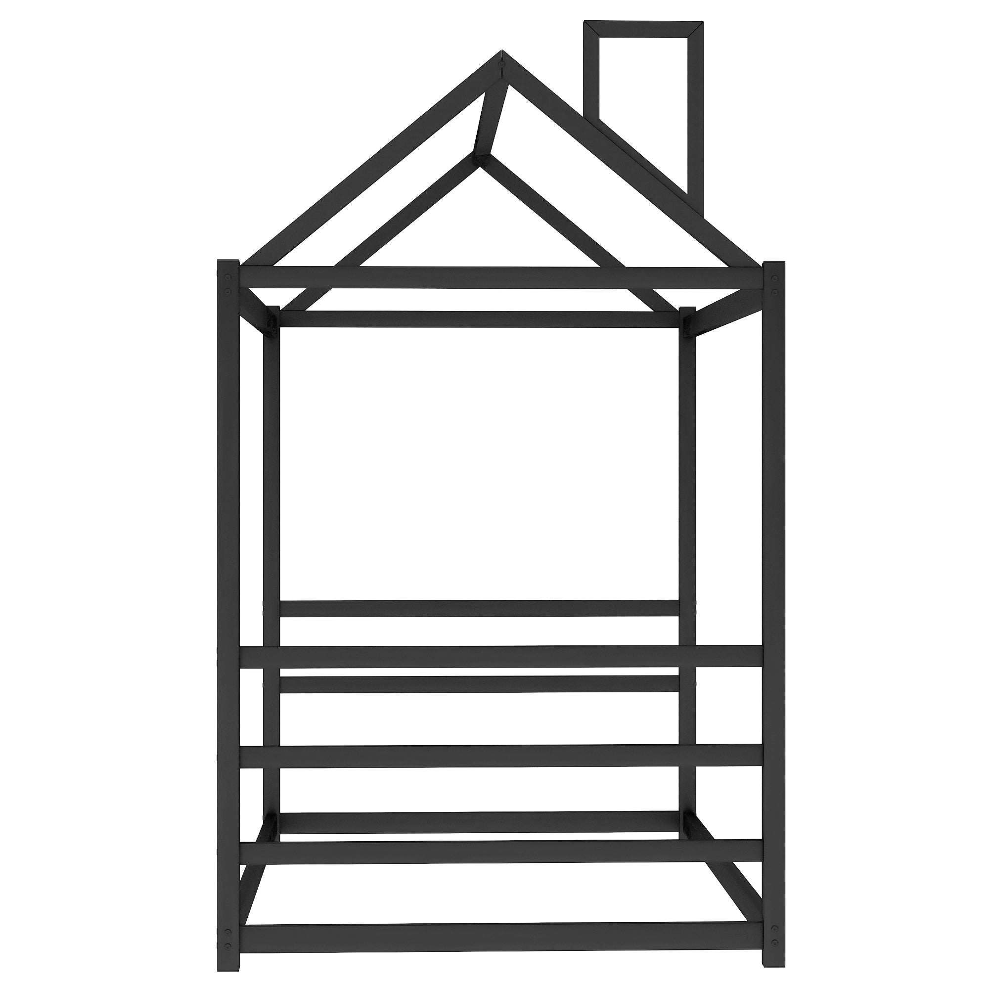 House Platform Bed with Roof and Chimney Design,Black - Atlantic Fine Furniture Melbourne FL