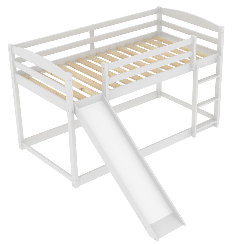 Twin over Twin Bunk Bed with Convertible Slide and Ladder , White(Old SKU:WF281725AAK)