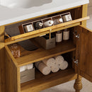 Bathroom Vanity With Seashell Resin Sink, Flip Up Storage, Soft Close Doors - Brown