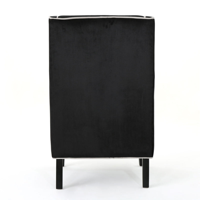 Elegant Velvet Club Chair With Tonal Piping