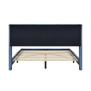 Queen Size Corduroy Platform Bed with Metal Legs, Blue