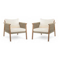 Modern Outdoor Woven Lounge Chair With Solid Frame And Cushions