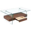 Modern 2 Tier Square Coffee Table, Elegant Marble Pattern