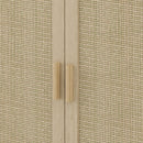 Rattan Buffet Cabinet With Storage, 4 Door Sideboard, Adjustable Shelves - Natural