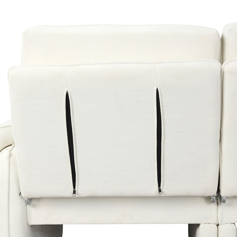 Convertible Futon Sofa Bed With Adjustable Backrest, Reversible Chaise Lounge And 2 Removable Armrest Pillows