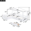 L Shape Platform Bed With 3 Storage Drawers