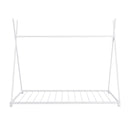 Metal House Platform Bed With Triangle Structure, Low Profile Design