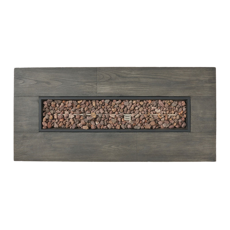 Transitional Rectangular Outdoor Propane Fire Pit With 50,000 Btu