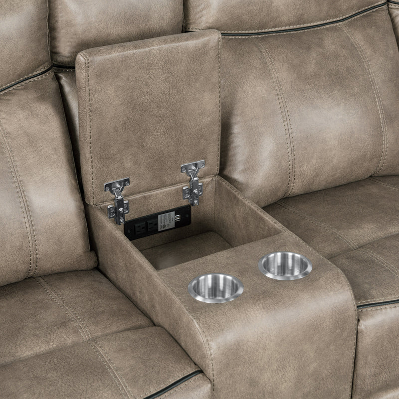 Home Theater Seating Manual Recliner With Cup Holder, Hide - Away Storage, 2 USB Ports And 2 Power Sockets For Living Room, Home Theater