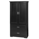 Tall Bathroom Storage Cabinet, Cabinet With 2 Doors And Drawers, Adjustable Shelf