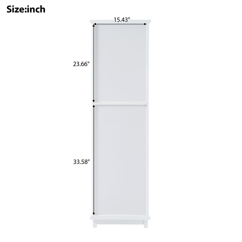 Tall Bathroom Storage Cabinet With Glass Doors, Free-Standing, Two Drawers, And Adjustable Shelves, MDF Board, Painted Perfect For Displaying Your Favorite Items