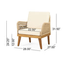 Outdoor Club Chair With Rope Weave Design - Teak