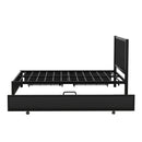 Metal Full Size Storage Platform Bed with Twin Size Trundle and 2 Drawers, Black