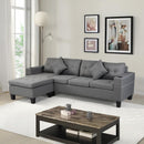 Modern Sectional Sofa Set With L Shape Chaise Lounge, Cup Holder, 4 Seat - Gray