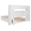 Bed With All In One Cabinet, Shelf And Sockets, Twin Long Trundle