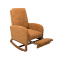 High Back Glider Rocking Chair With Retractable Footrest And Rubber Wood Legs