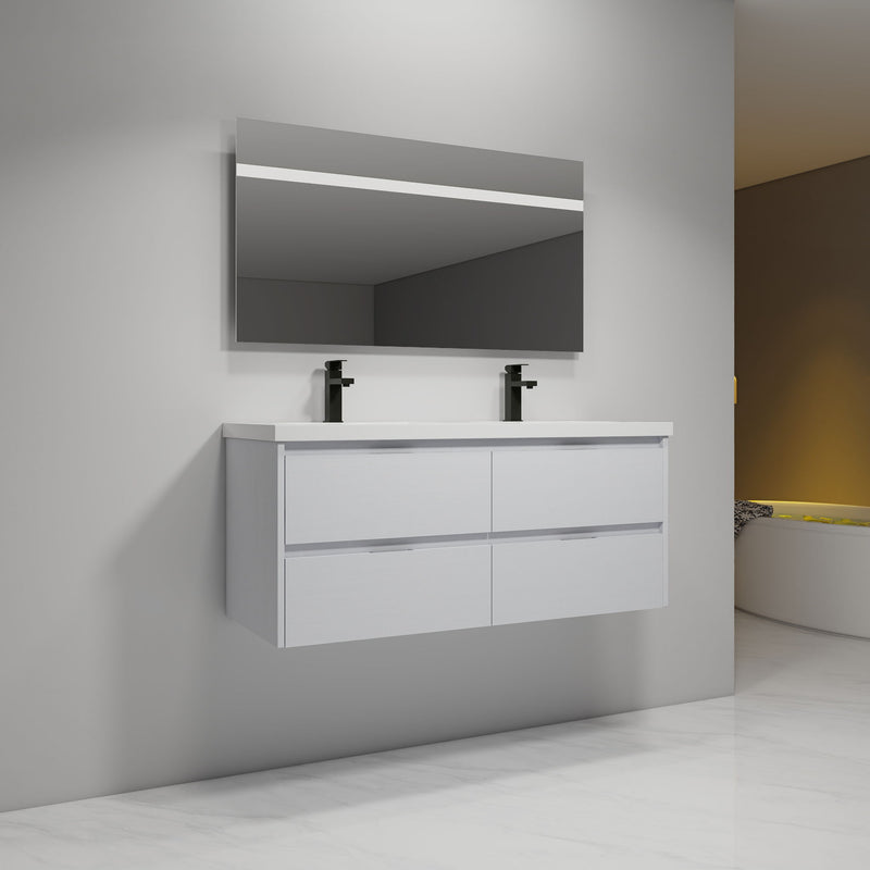 Modern Floating Bathroom Vanity With Dual Resin Sink, Soft Close Drawers