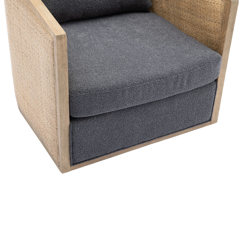 Barrel, Comfy Round Accent Sofa Chair With 360 Degree Swivel, Leisure Arm