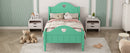 Girl's Love Princess Bed Macaron Twin Size Toddler Bed with Side Safety Rails and Headboard and Footboard, Seasoft Green