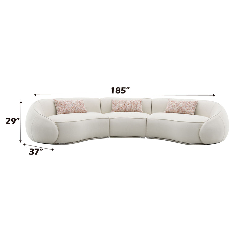 Sahara - Boucle Sectional Sofa With 3 Pillows - Beige