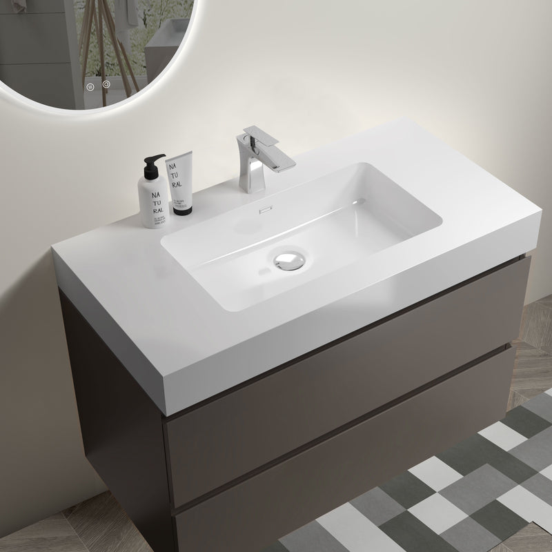 Alice - Bathroom Vanity With Sink, Large Storage Wall Mounted Floating Bathroom Vanity For Modern Bathroom, One-Piece Sink Basin Without Drain And Faucet