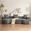Modern Style Ultra Smooth Curved Sofa With 3 Pillows