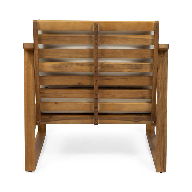 Outdoor Acacia Wood Club Chairs With Water Resistant Cushions - Teak / Beige