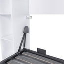 Queen Murphy Bed With Storage Cabinet - White