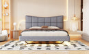 Full Size Upholstered Platform Bed With LED Lights, USB Ports And Outlets - Gray