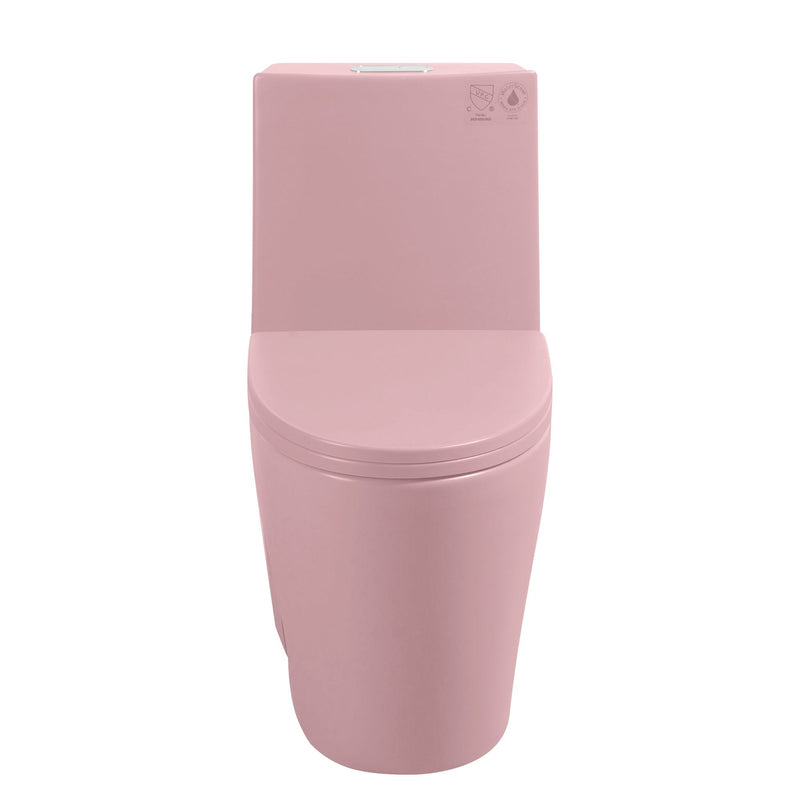 1.1 / 1.60 Gpf Dual-Flush One Piece Toilet, Water-Saving Elongated Comfort Height Floor Mounted, Soft Close 1000 Gram Map Flushing Score Toilet 23T01-Rs - Rose