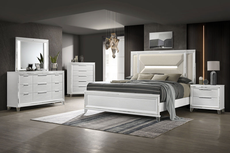 Marmore - 9-Drawer Dresser And LED Mirror - White