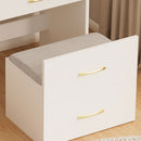 Compact 3 In 1 Vanity Desk With Open Top Mirror, Glass Desktop, 5 Height - White