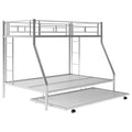 Bunk Bed With Steel Frame And Trundle, 2 Side Ladders