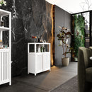 Bamboo Large Capacity Storage Cabinet With Shelves For Bathroom And Living Room - White